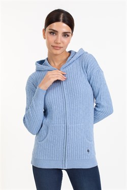 Vs Kadın Tam Fer.Kapş Pop Saç Örgü Hırka 21 113 MAVİ