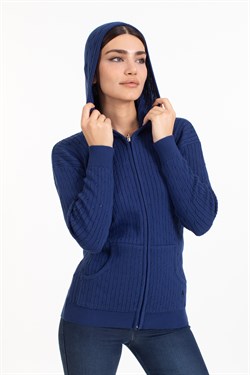 Vs Kadın Tam Fer.Kapş Pop Saç Örgü Hırka 21 113 LACİVERT