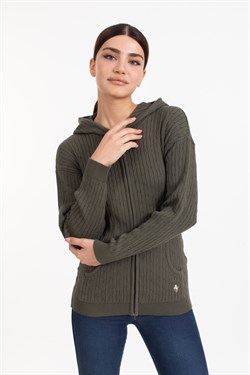 Vs Bayan Tam Fer.Kapş Pop Saç Örgü Hırka 21 113 HAKİ YEŞİL