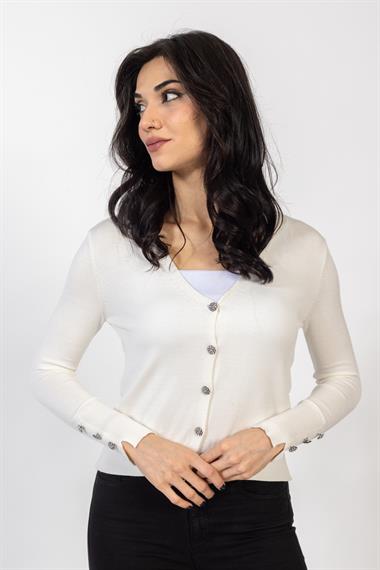 Vs Bayan Taşlı Hırka 22 604 Emy 23k EKRU
