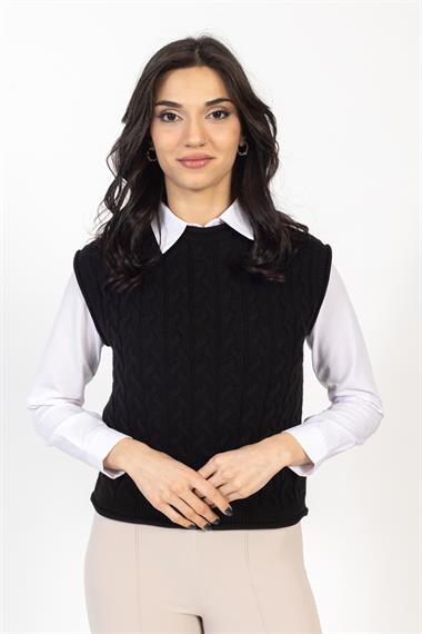 Vs Kadın Triko Kolsuz Kazak 21 359 Emy 23k SİYAH