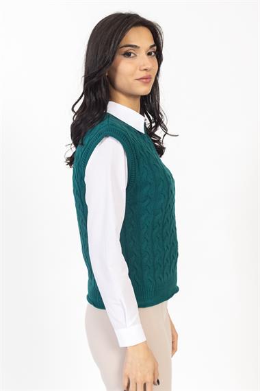 Vs Kadın Triko Kolsuz Kazak 21 359 Emy 23k Zümrüt