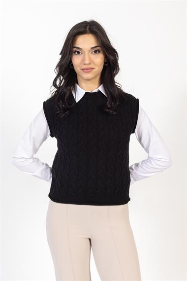 Vs Kadın Triko Kolsuz Kazak 21 359 Emy 23k SİYAH