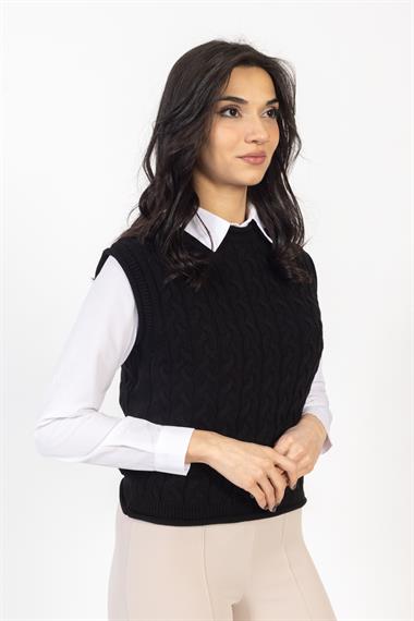 Vs Kadın Triko Kolsuz Kazak 21 359 Emy 23k SİYAH