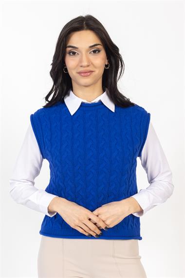 Vs Kadın Triko Kolsuz Kazak 21 359 Emy 23k SAX MAVİ