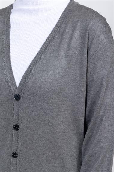 Vs Kadın V Yaka Dügmeli Düz U.Kol Hırka Trk ANTRASİT