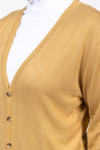 Vs Kadın V Yaka Dügmeli Düz U.Kol Hırka Trk HARDAL