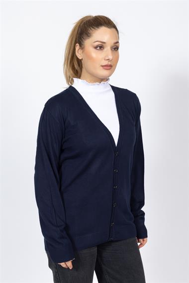Vs Kadın V Yaka Dügmeli Düz U.Kol Hırka Trk LACİVERT
