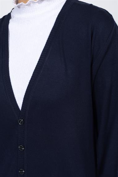 Vs Kadın V Yaka Dügmeli Düz U.Kol Hırka Trk LACİVERT