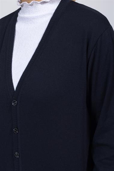 Vs Kadın V Yaka Dügmeli Düz U.Kol Hırka Trk Lacivert 2