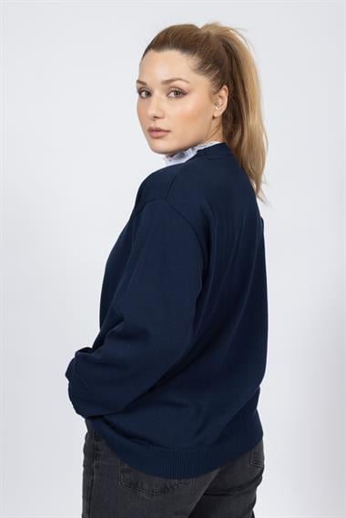 Vs Kadın V Yaka Dügmeli Düz U.Kol Hırka Trk Lacivert 1