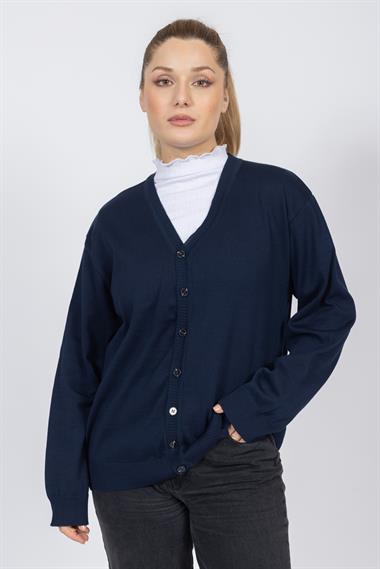 Vs Kadın V Yaka Dügmeli Düz U.Kol Hırka Trk Lacivert 1