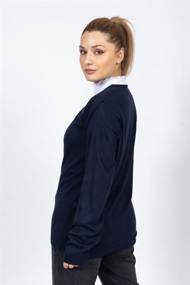 Vs Kadın V Yaka Dügmeli Düz U.Kol Hırka Trk LACİVERT