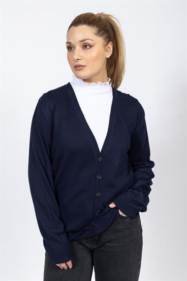 Vs Kadın V Yaka Dügmeli Düz U.Kol Hırka Trk LACİVERT