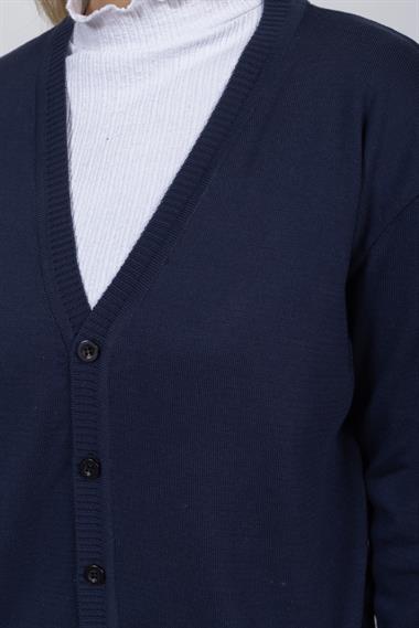 Vs Kadın V Yaka Dügmeli Düz U.Kol Hırka Trk Lacivert 3