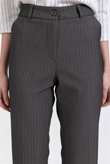 Vs Kadın Yandan Cepli Kumaş Pantolon 22y-027 Bej Çizgili