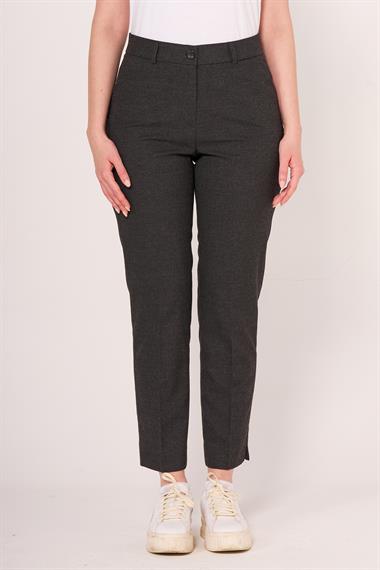 Vs Kadın Yandan Cepli Kumaş Pantolon 22y-027 Füme Ekose 7