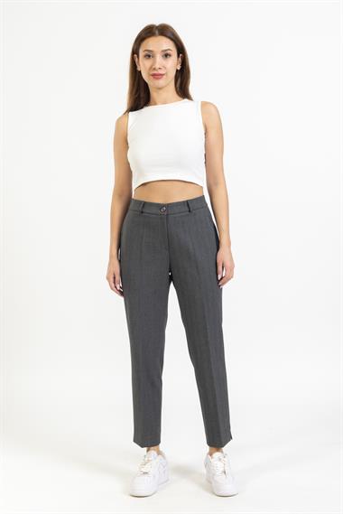Vs Kadın Yandan Cepli Kumaş Pantolon 22y-027 Gri Balıksırtı