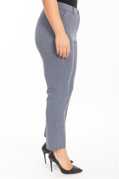 Vs Kadın Yandan Cepli Kumaş Pantolon 22y-027 Mavi Melanj