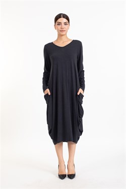 Vs Bayan Yün Viskon Cepli Şalvar U.Kol Elbise SİYAH