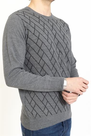 Vs Erkek Bisiklet Yaka Desenli Kazak 22 8 Trk 23k GRİ