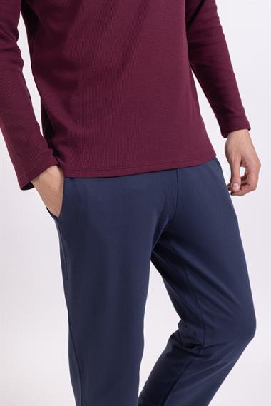 Vs Erkek O Yaka U.Kol Pijama Takımı Bordo/Lacivert