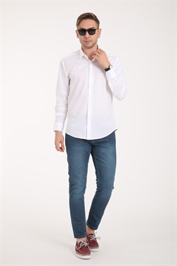 Vs Erkek Slim Fit Licralı U.Kol Gömlek Beyaz