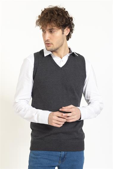 Vs Erkek V Yaka Süveter 22 15 Trk 23k K.GRİ