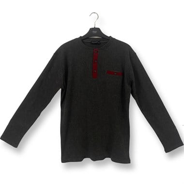 Vs Erkek Yarım Patlı U.Kol Pijama Takımı antrasit/bordo