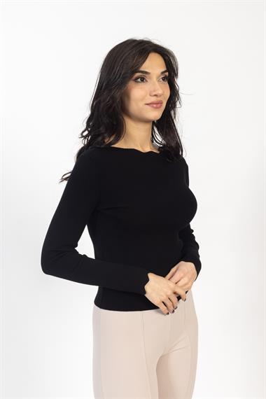 Vs Kadın Kayık Yaka Triko Kazak 23 222 Emy 23k SİYAH