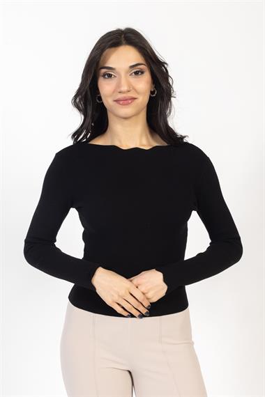 Vs Kadın Kayık Yaka Triko Kazak 23 222 Emy 23k SİYAH