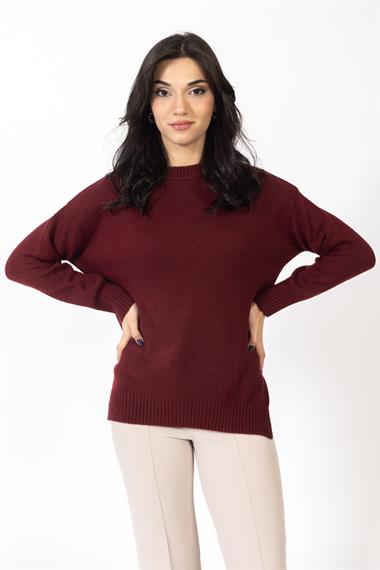 Vs Kadın O Yaka Triko Kazak 20 433 Emy 23k BORDO