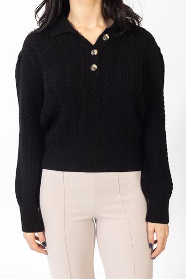 Vs Kadın Polo Yaka Triko Kazak 22 302 Emy 23k SİYAH