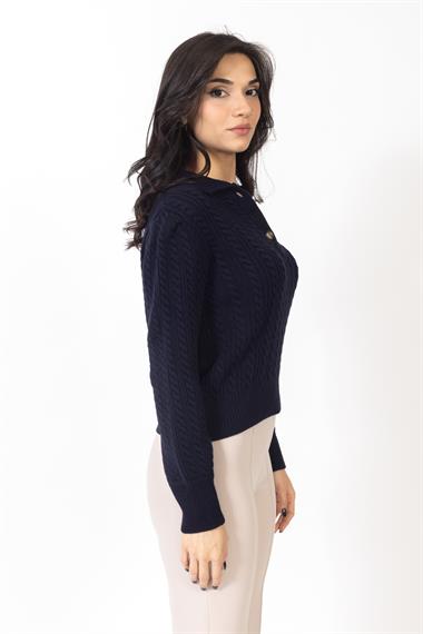 Vs Kadın Polo Yaka Triko Kazak 22 302 Emy 23k LACİVERT