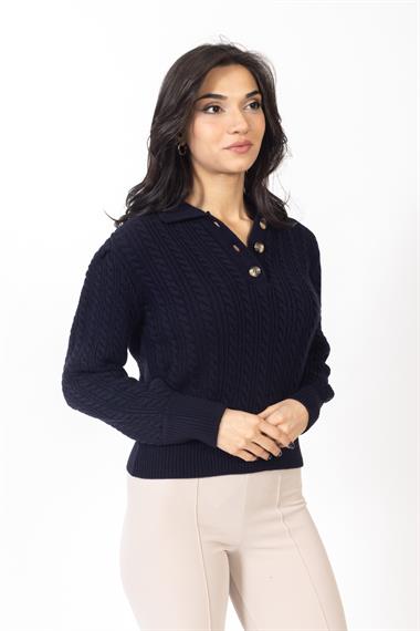Vs Kadın Polo Yaka Triko Kazak 22 302 Emy 23k LACİVERT