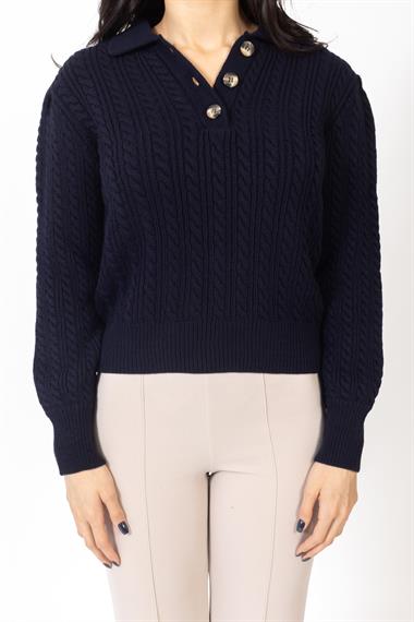 Vs Kadın Polo Yaka Triko Kazak 22 302 Emy 23k LACİVERT