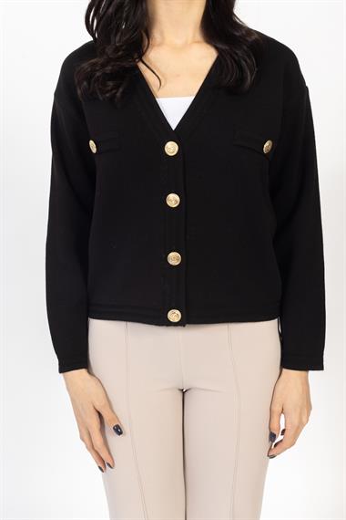 Vs Kadın Triko Dügmeli Örme Hırka 23 572 Emy 23k SİYAH