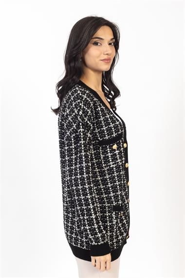 Vs Kadın Triko Örme Cepleri Dügmeli Hırka 23 1161 Emy 23k SİYAH