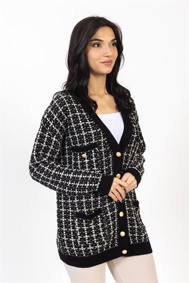 Vs Kadın Triko Örme Cepleri Dügmeli Hırka 23 1161 Emy 23k SİYAH