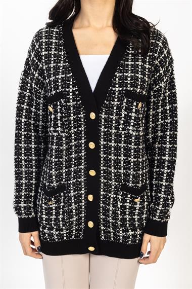 Vs Kadın Triko Örme Cepleri Dügmeli Hırka 23 1161 Emy 23k SİYAH