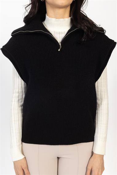 Vs Kadın Yarım Fer.Kolsuz Triko Kazak 23 256 Emy 23k SİYAH