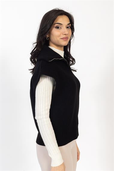 Vs Kadın Yarım Fer.Kolsuz Triko Kazak 23 256 Emy 23k SİYAH