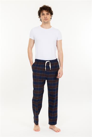 Vs Unısex Cepli Bagcıklı Dokuma Tek Alt Pijama 21k-003 sax/ekose