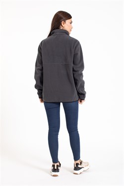 Vs Unisex Tam Fermuarlı Cepli Polar Mont FÜME