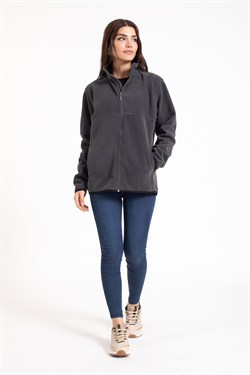 Vs Unisex Tam Fermuarlı Cepli Polar Mont FÜME