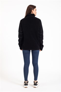 Vs Unisex Tam Fermuarlı Cepli Polar Mont SİYAH