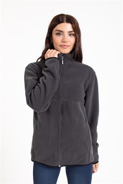 Vs Unisex Tam Fermuarlı Cepli Polar Mont FÜME