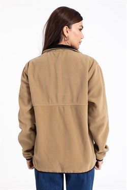 Vs Unisex Tam Fermuarlı Cepli Polar Mont BEJ