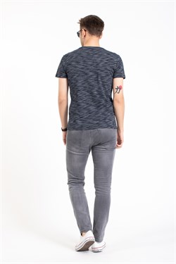 Vs V Yaka Basıc K Kol Tshırt LACİVERT/ÇİZGİLİ