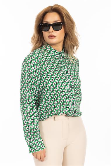 Zra Kadın Desenli U.Kol Gömlek 25y Ae YEŞİL/DESENLİ